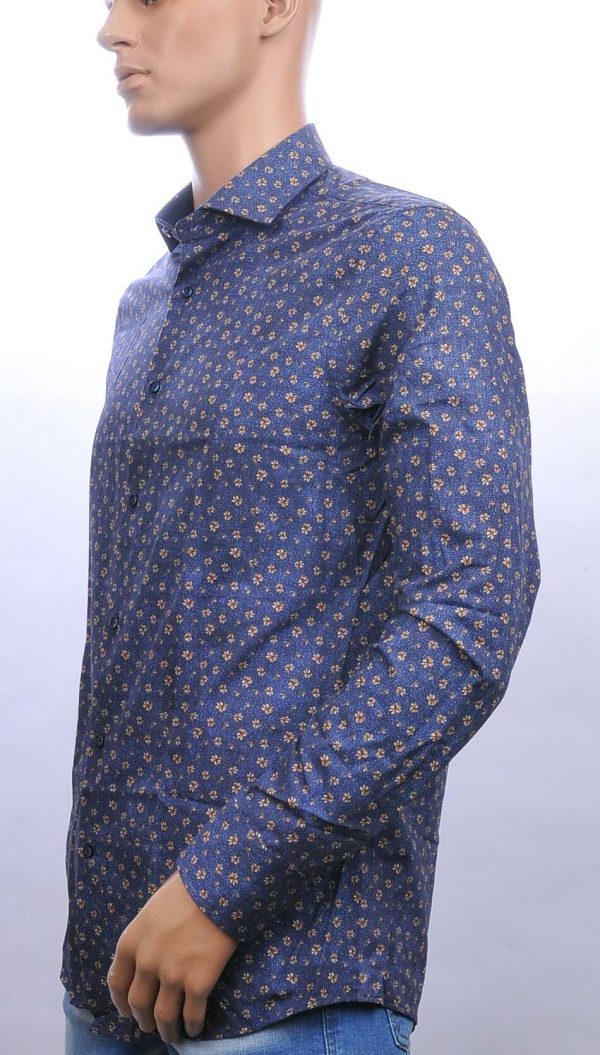 CORRINO regular fit allover bloemen dessin heren overhemd Navy