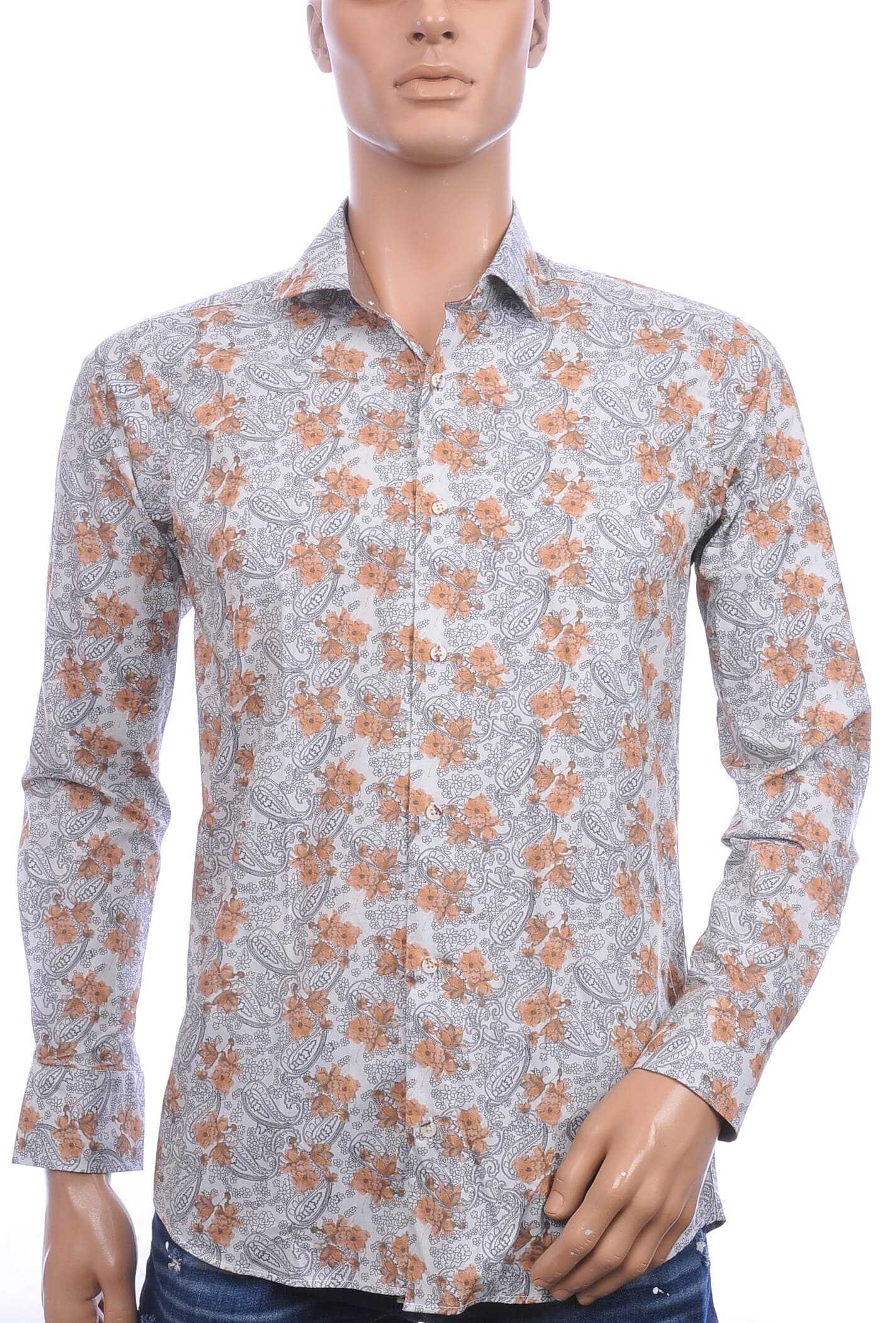 Corrino Italiaanse getailleerde slim fit heren overhemd met allover paisley dessin - Beige