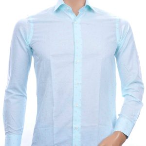Corrino slim fit allover roze puntjes dessin heren overhemd Mint