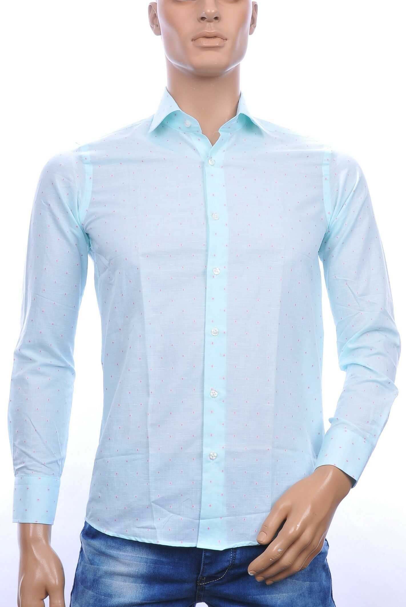 Corrino slim fit allover roze puntjes dessin heren overhemd Mint
