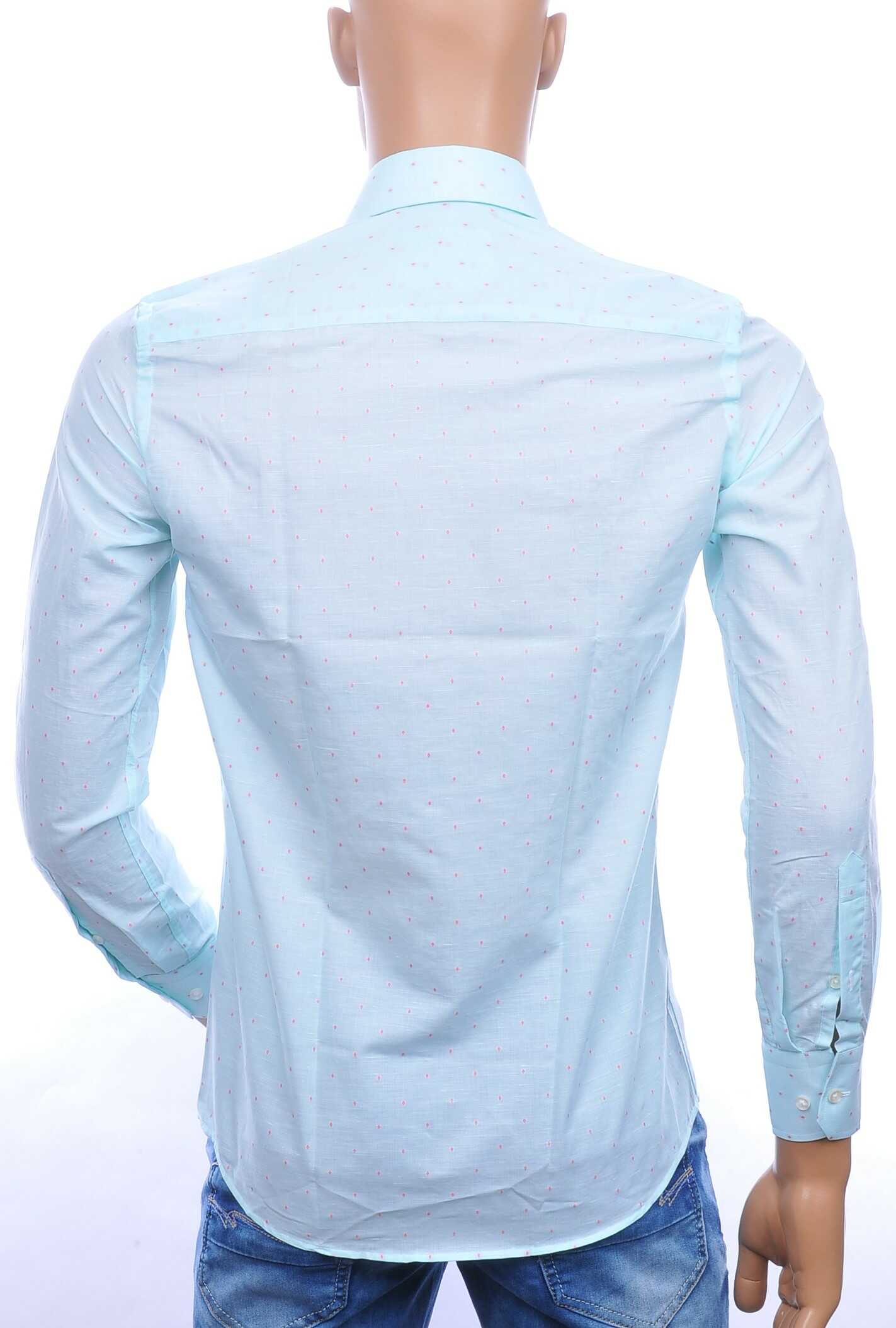 Corrino slim fit allover roze puntjes dessin heren overhemd Mint