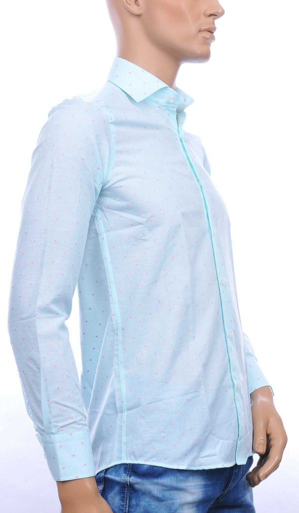 Corrino slim fit allover roze puntjes dessin heren overhemd Mint