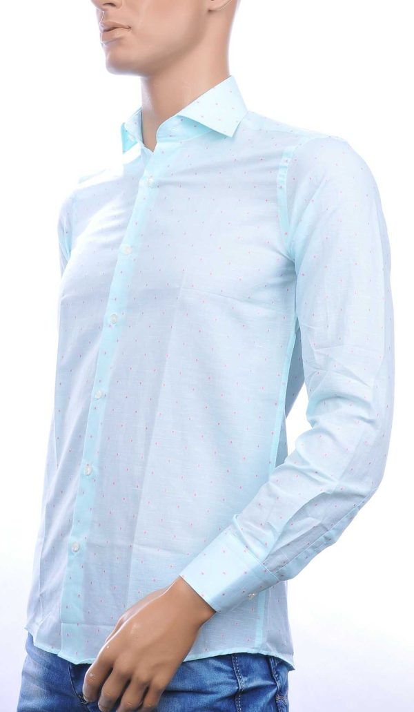 Corrino slim fit allover roze puntjes dessin heren overhemd Mint