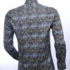 FORTUNATO slim fit allover paisley dessin heren overhemd Zwart