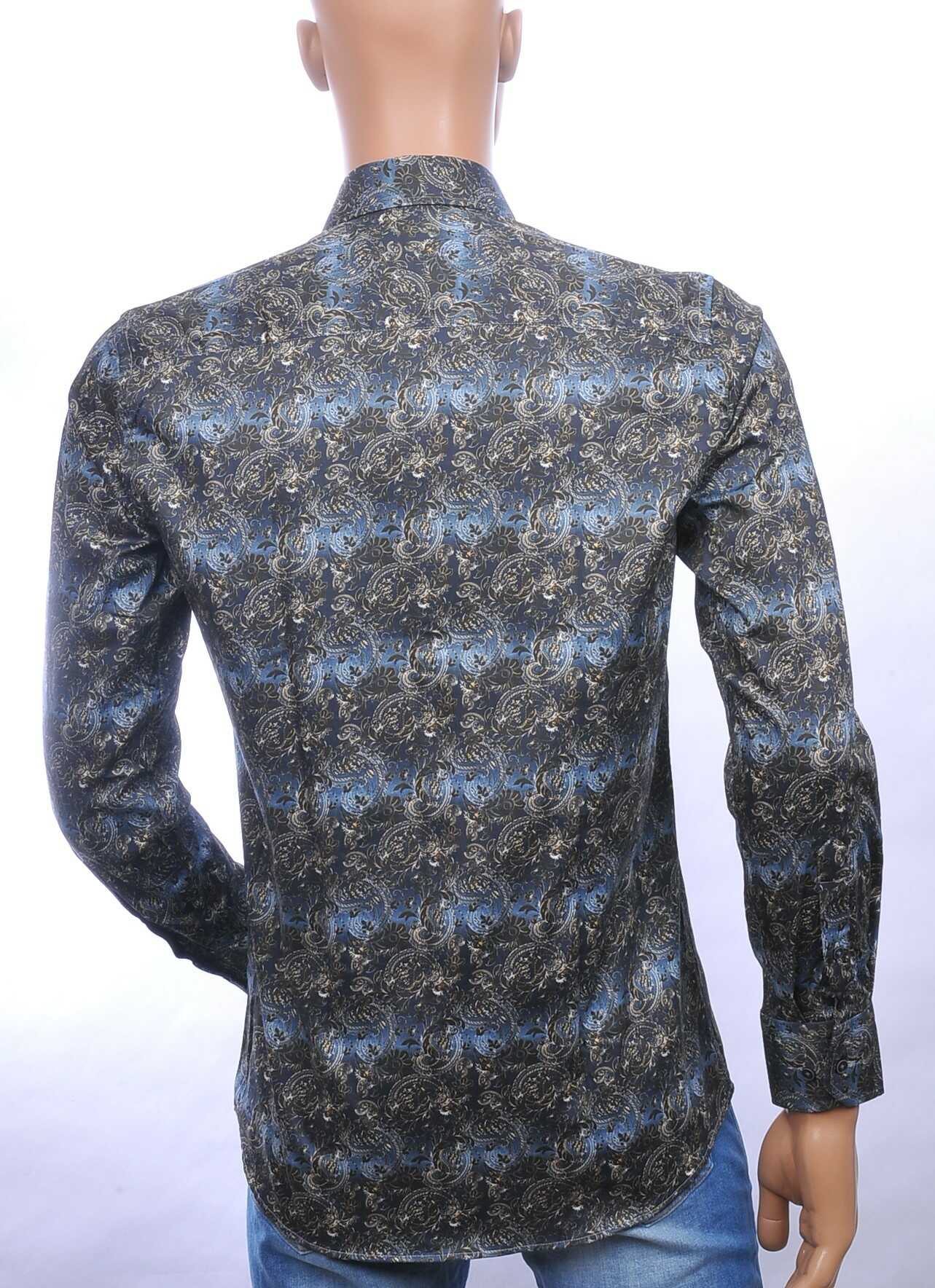 FORTUNATO slim fit allover paisley dessin heren overhemd Zwart