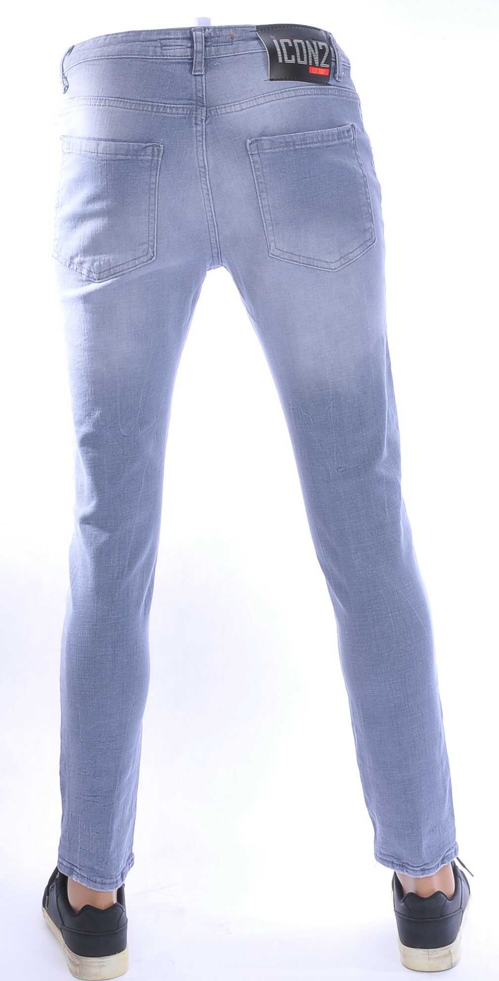ICON2 Hippe Gescheurde Slim Fit Stretch Heren Jeans met Verfspatten – Grijs | Trendy, Stoer en Comfortabel