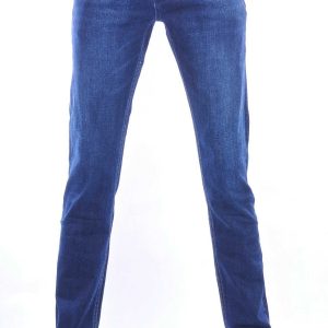 TRUE RISE trendy stretch heren jeans met contrast kleur stiksels Blauw