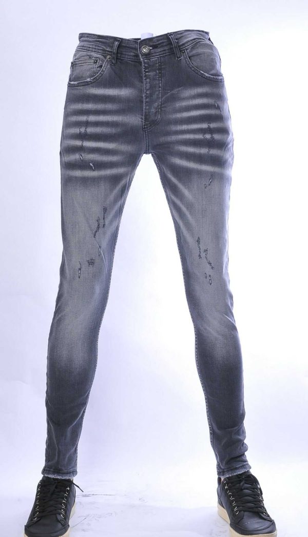 VALENCI hippie gescheurde slim fit stretch heren jeans Zwart