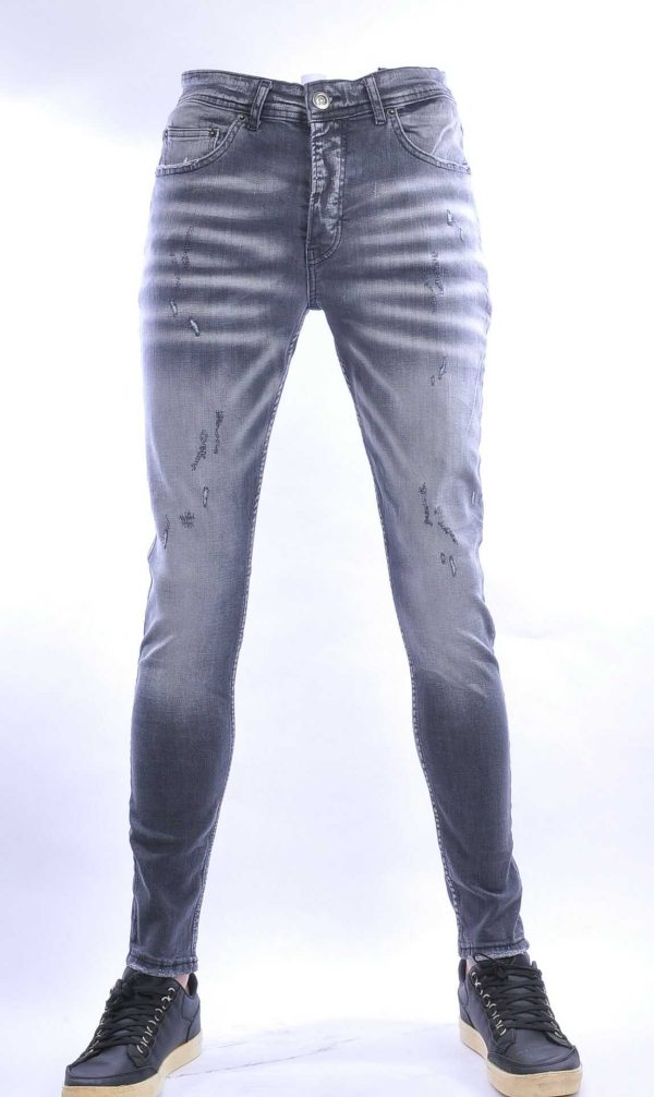 VALENCI hippie gescheurde slim fit stretch heren jeans Zwart