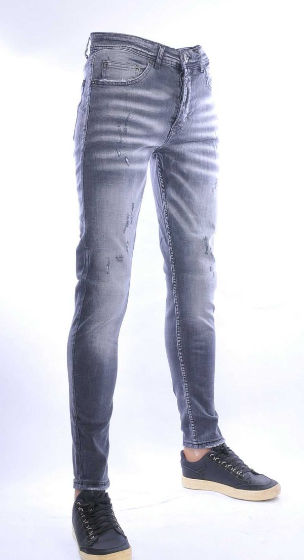 VALENCI hippie gescheurde slim fit stretch heren jeans Zwart