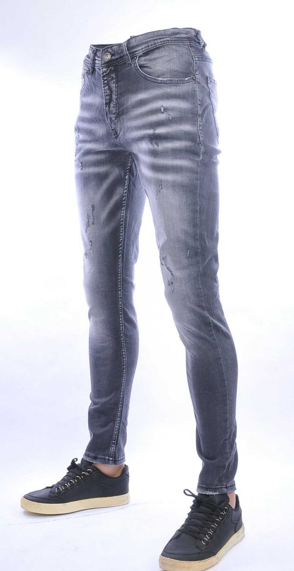 VALENCI hippie gescheurde slim fit stretch heren jeans Zwart