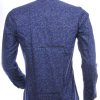 Corrino Italiaanse Slim Fit Heren Overhemd met Bloemen en Bladeren Dessin – Navy