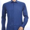 Corrino Italiaanse Getailleerd Slim Fit Allover Dessin Heren Overhemd - Navy