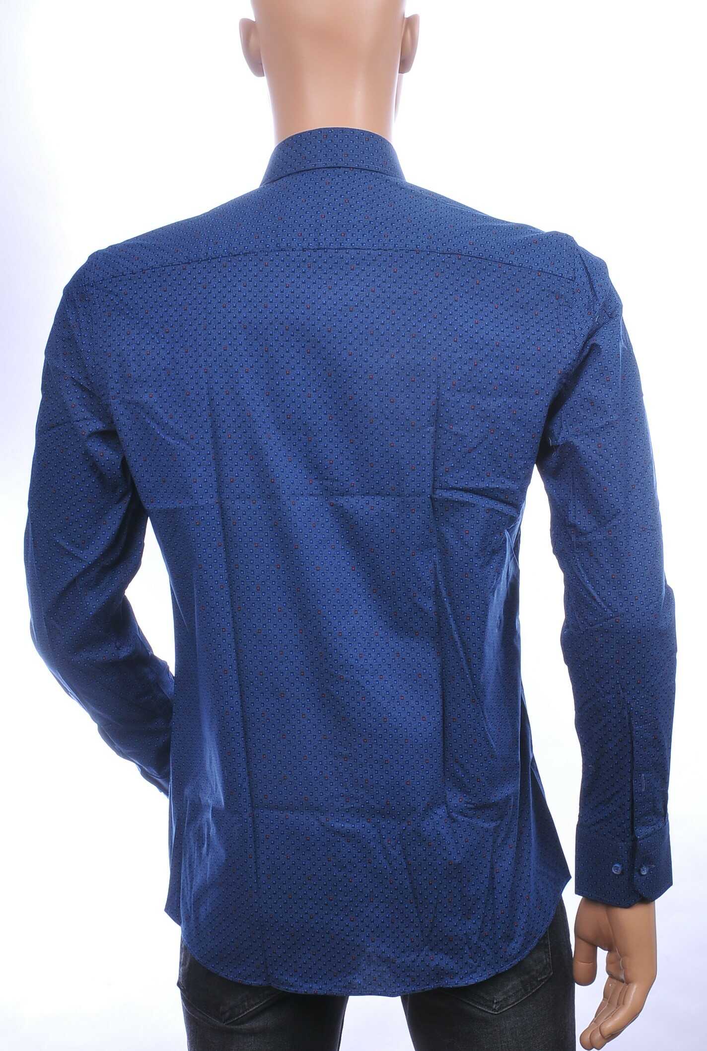 Corrino Italiaanse Getailleerd Slim Fit Allover Dessin Heren Overhemd - Navy