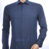 Corrino Italiaanse Getailleerd Slim Fit Allover Dessin Heren Overhemd - Zwart