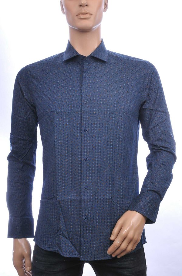 Corrino Italiaanse Getailleerd Slim Fit Allover Dessin Heren Overhemd - Zwart