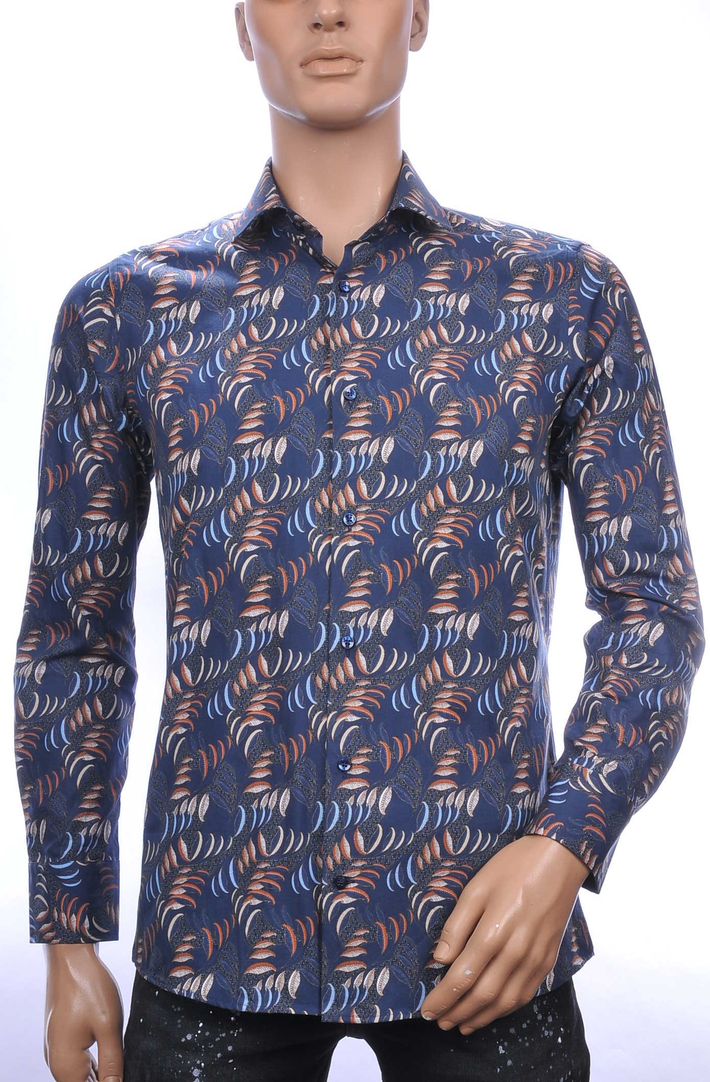 Corrino OLYMP State of Art Blue Industry A fish named fred Wolff Blitz Moncler DIOR Philipp Plein PRADA Louis Vuitton GUCCI VERSACE KENZO Dsquared2 Levi's CHASIN G-STAR DOLCE & GABBANA DIESEL PME LEGEND WAM DENIM LACOSTE slim fit allover bladeren dessin heren overhemd Antraciet