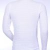 Ci Borg ronde hals allover fijn gestreept dessin dunne heren trui Wit