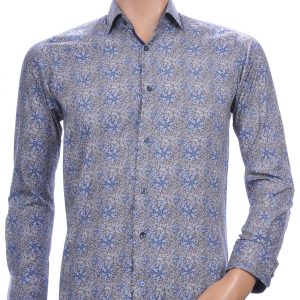 Corrino Blue Industry Wolff Blitz Moncler DIOR Philipp Plein PRADA Louis Vuitton GUCCI VERSACE KENZO Dsquared2 Levi's CHASIN G-STAR DOLCE & GABBANA DIESEL PME LEGEND WAM DENIM LACOSTE modern fit allover paisley dessin heren overhemd Grijs
