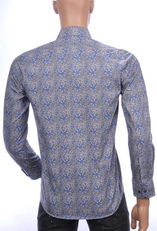 Corrino Blue Industry Wolff Blitz Moncler DIOR Philipp Plein PRADA Louis Vuitton GUCCI VERSACE KENZO Dsquared2 Levi's CHASIN G-STAR DOLCE & GABBANA DIESEL PME LEGEND WAM DENIM LACOSTE modern fit allover paisley dessin heren overhemd Grijs