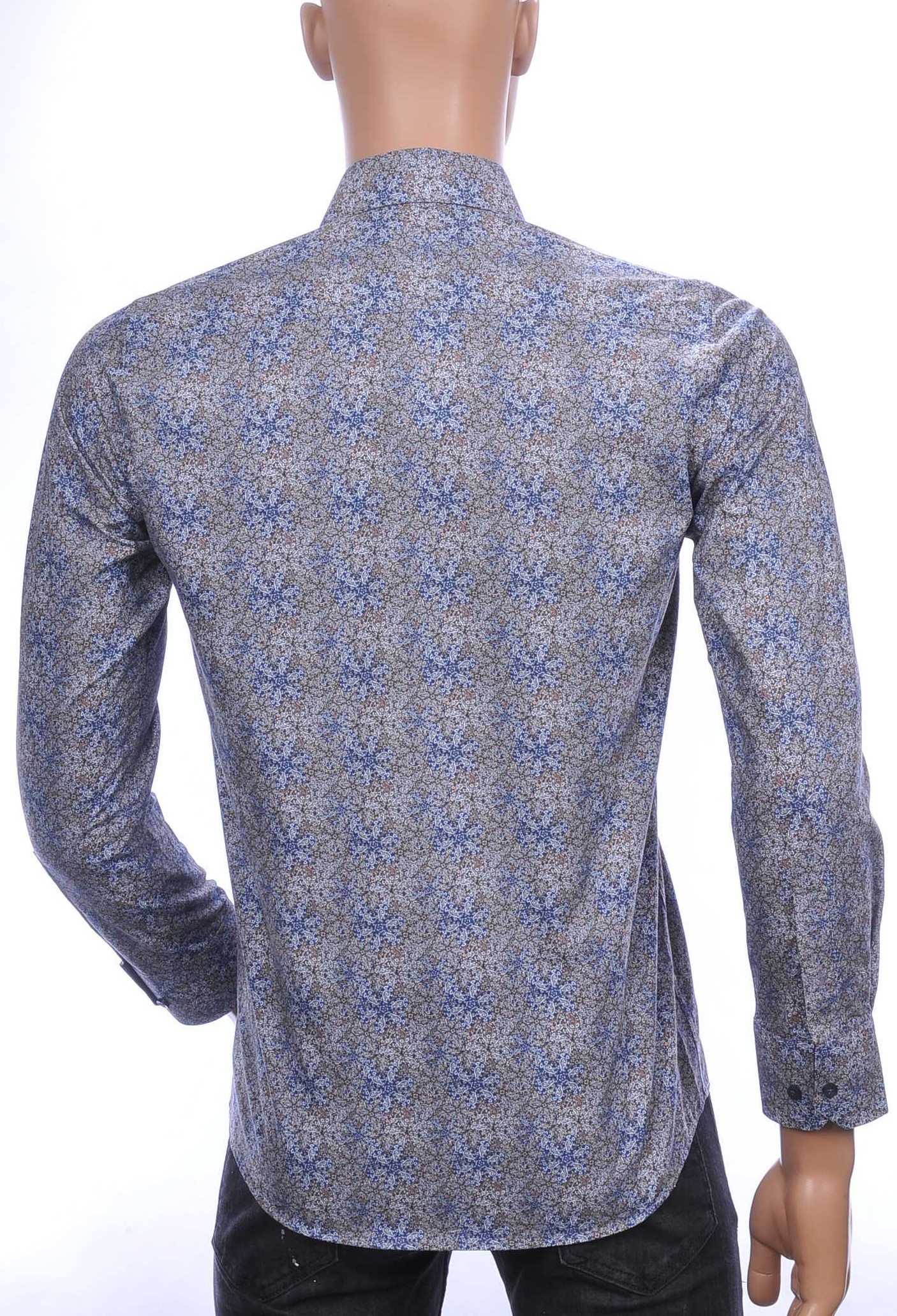 Corrino Blue Industry Wolff Blitz Moncler DIOR Philipp Plein PRADA Louis Vuitton GUCCI VERSACE KENZO Dsquared2 Levi's CHASIN G-STAR DOLCE & GABBANA DIESEL PME LEGEND WAM DENIM LACOSTE modern fit allover paisley dessin heren overhemd Grijs
