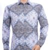 Corrino Italiaanse getailleerd slim fit allover blokjes dessin heren overhemd Grijs