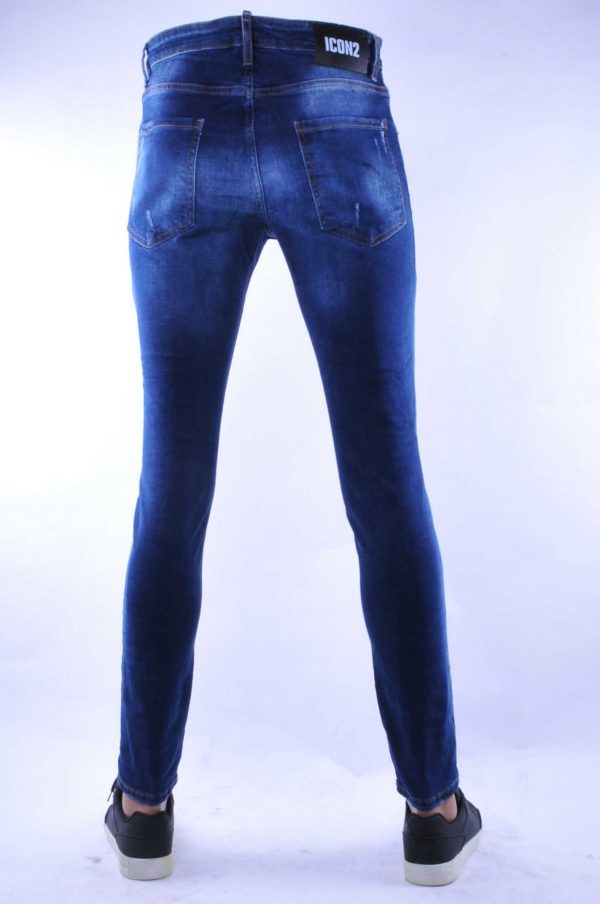ICON2 DSQUARED2 My Brand Zipper Jeans gescheurde slim fit skinny heren jeans met verfspetters Blauw