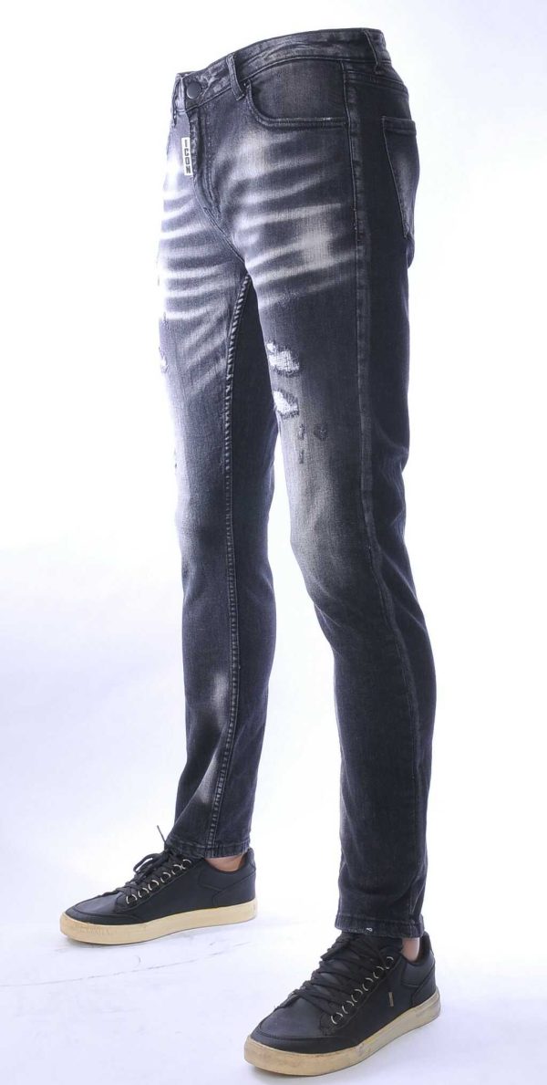ICON hippie gescheurde slim fit stretch heren jeans Zwart