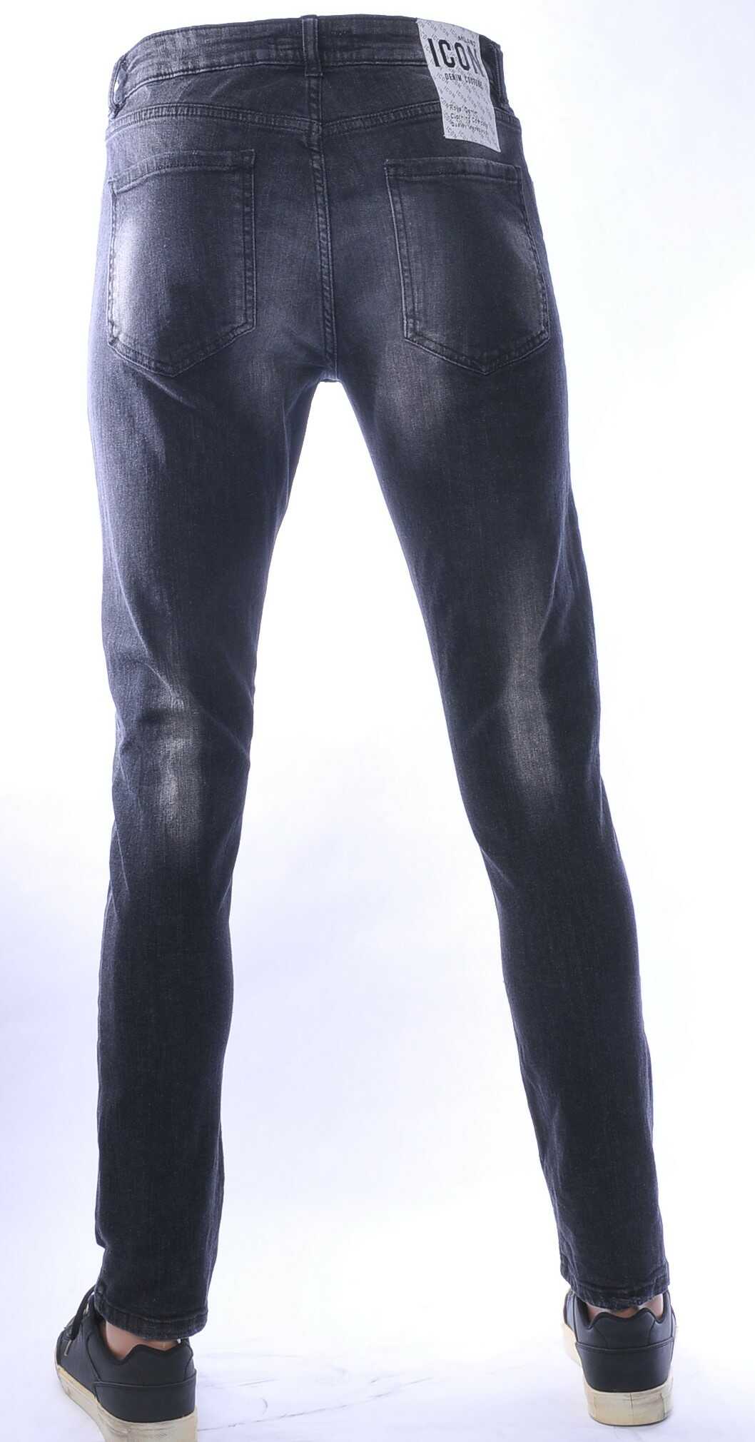 ICON hippie gescheurde slim fit stretch heren jeans Zwart