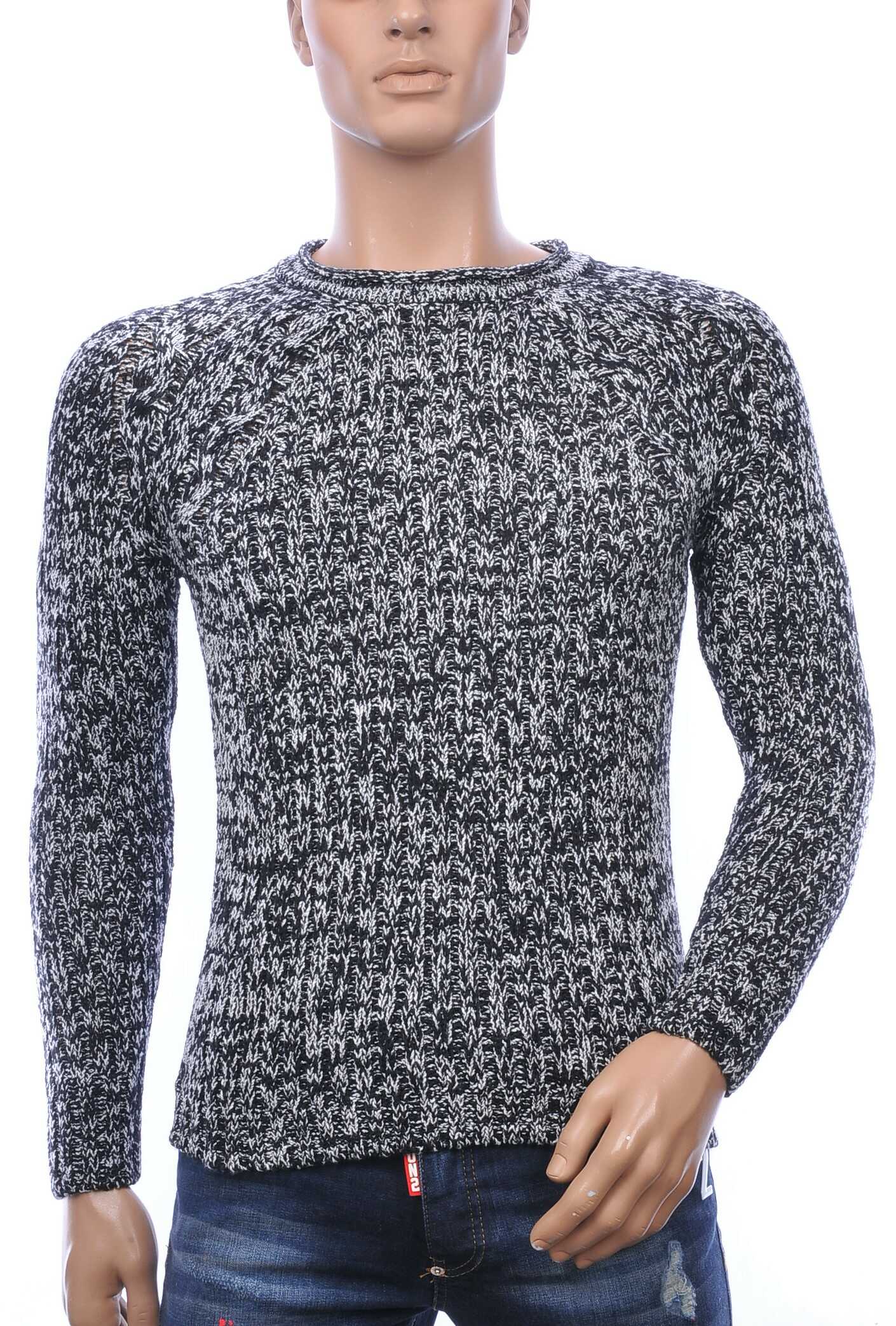 Trick0 Wolff Blitz Moncler DIOR Philipp Plein PRADA Louis Vuitton GUCCI VERSACE KENZO Dsquared2 Levi's CHASIN G-STAR DOLCE & GABBANA DIESEL PME LEGEND WAM DENIM LACOSTE grof gebreide ronde hals heren wintertrui Zwart