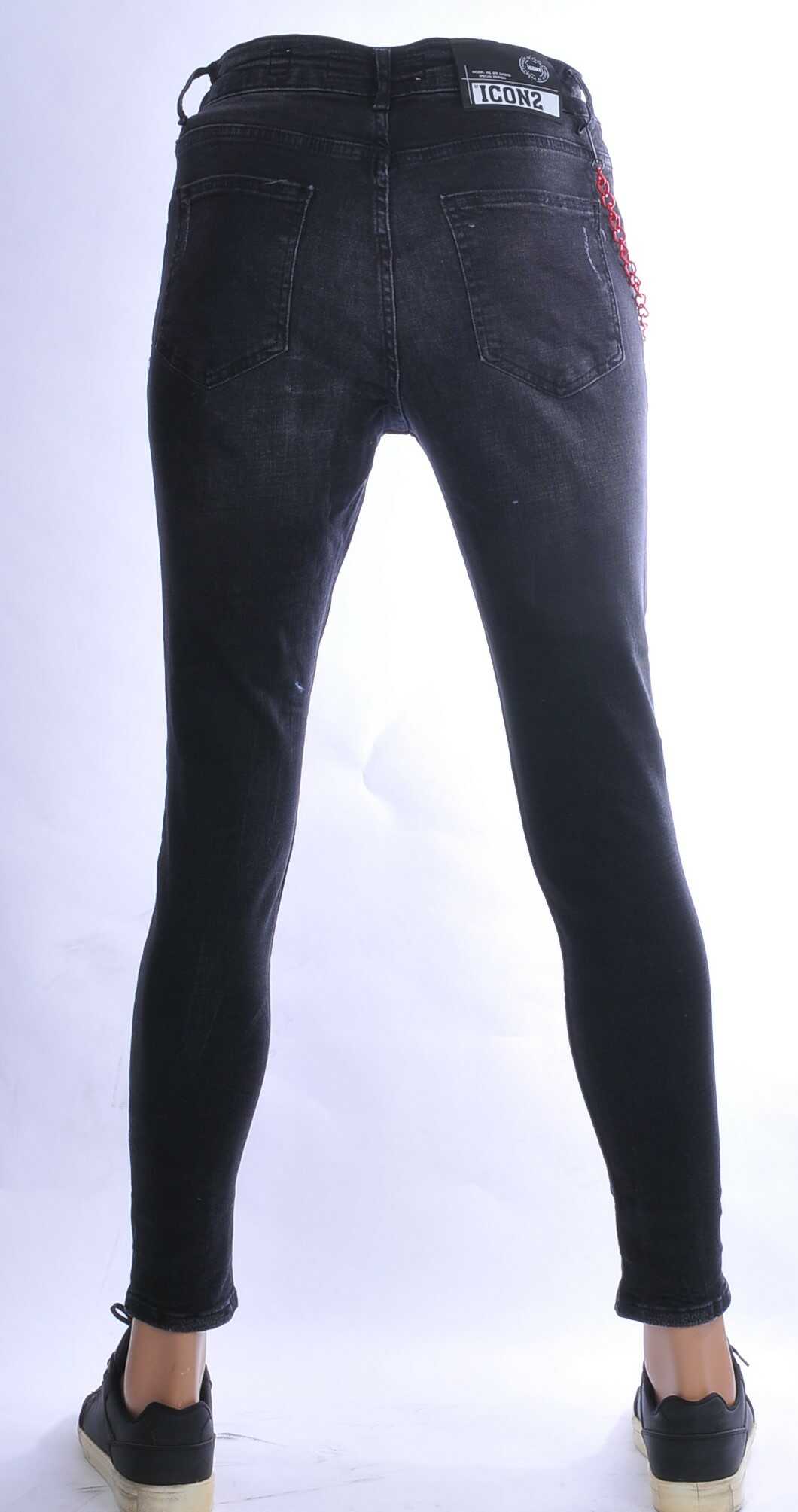 ICON2 Hippie Gewassen Slim Fit Stretch Heren Jeans - Zwart