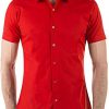 Red Bridge getailleerd slim fit stretch korte mouwen heren overhemd Rood