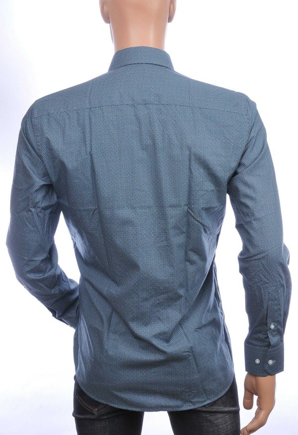 Corrino Italiaans getailleerd slim fit allover blokjes dessin heren overhemd Groen