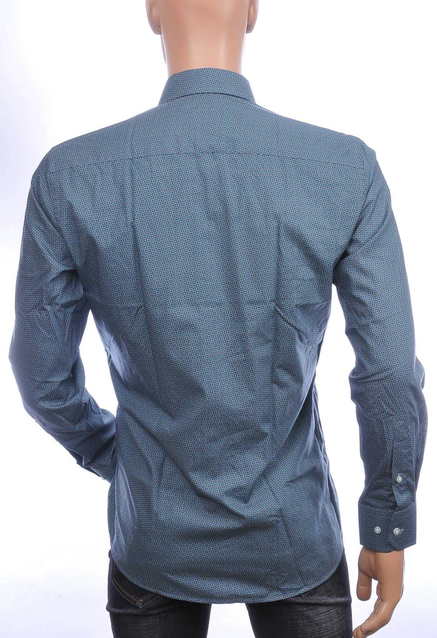 Corrino Italiaans getailleerd slim fit allover blokjes dessin heren overhemd Groen
