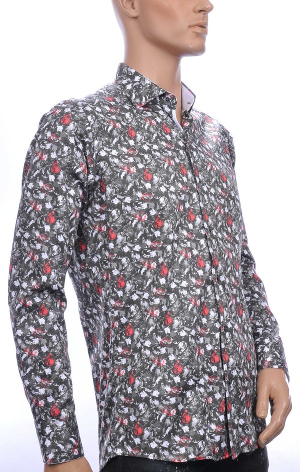 Corrino modern fit allover modern dessin heren overhemd Khaki