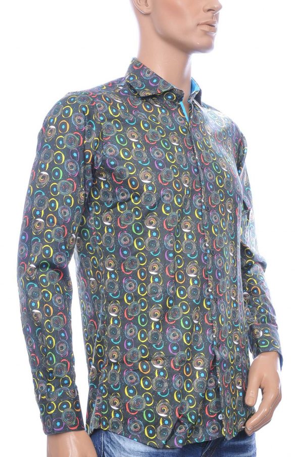 Corrino modern fit allover modern dessin heren overhemd Zwart