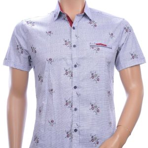 HORRY modern fit allover bloemen dessin korte mouwen overhemd Beige