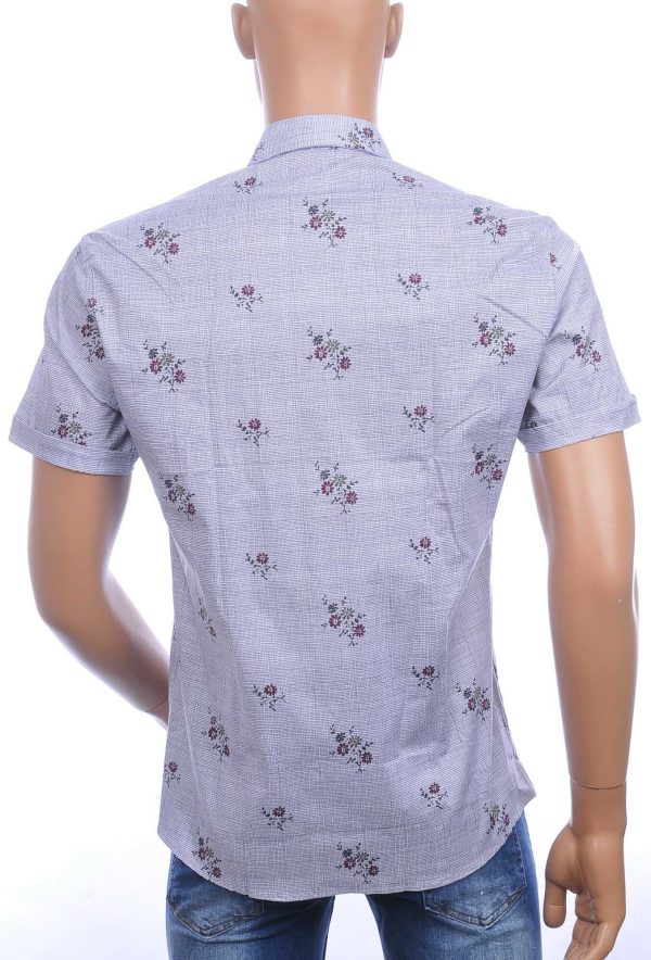 HORRY modern fit allover bloemen dessin korte mouwen overhemd Beige