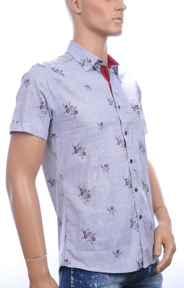 HORRY modern fit allover bloemen dessin korte mouwen overhemd Beige