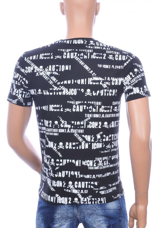 ICON2 DSquared² allover teksten print T-shirt met steentjes Zwart