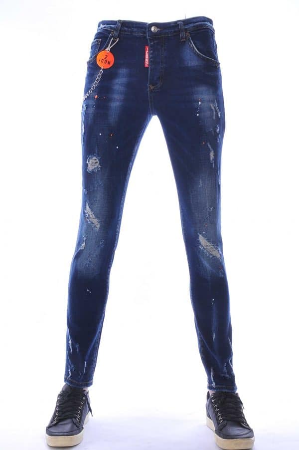 ICON2 DSquared2 hippie gescheurd slim fit heren jeans met verfspatten Blauw