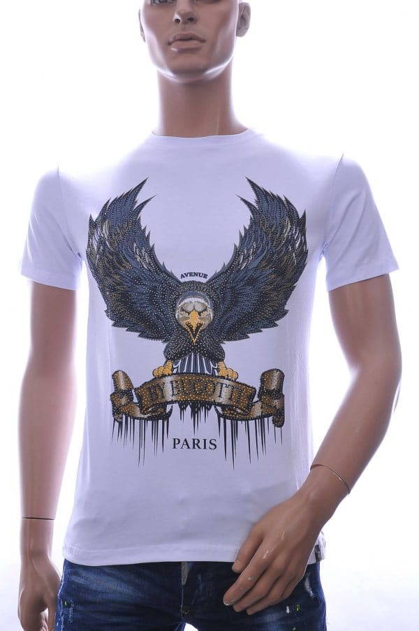 By Bugotti ronde hals T-shirt met adelaar print Wıt