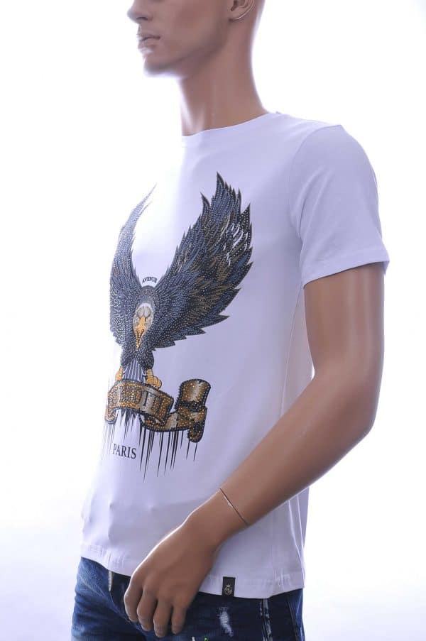 By Bugotti ronde hals T-shirt met adelaar print Wıt