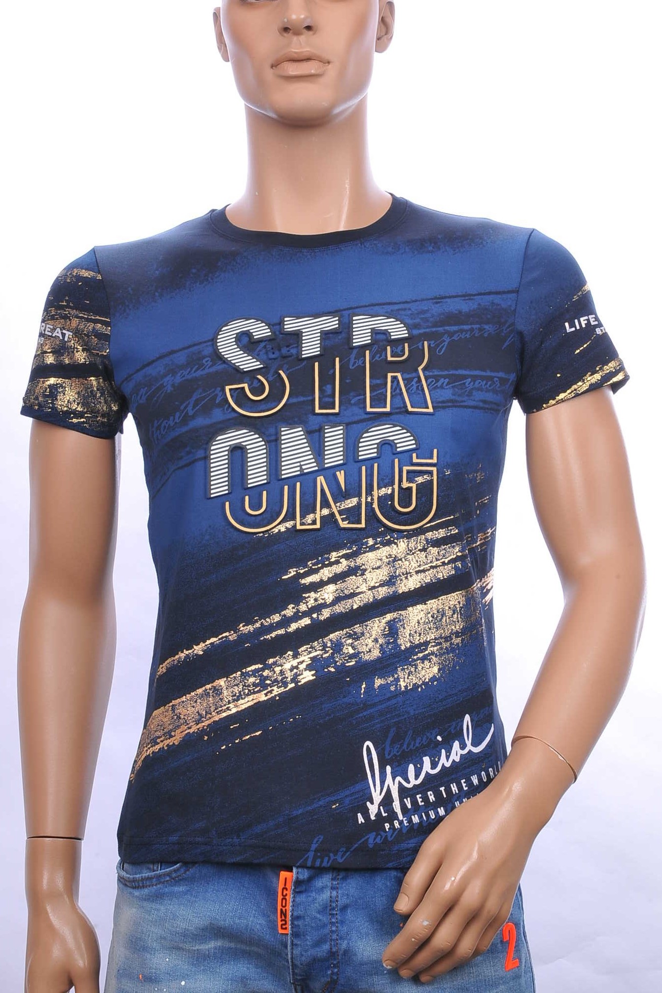 CLUB JU ronde hals T-Shirt met 3D letters Navy