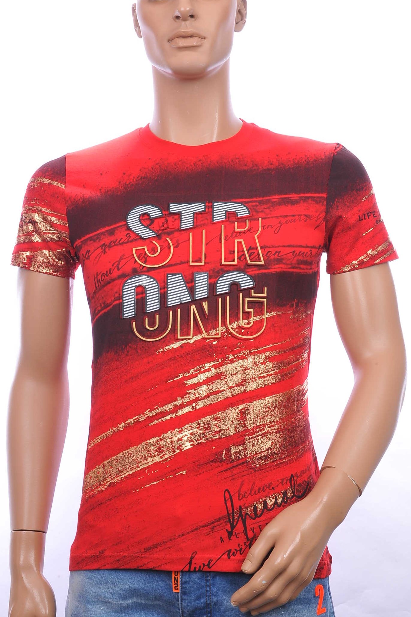 CLUB JU ronde hals T-Shirt met 3D letters Rood
