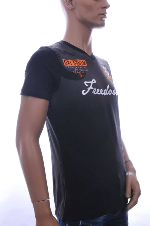 Club-Ju Freedom v-hals T-shirt Zwart
