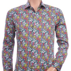 Corrino Italiaanse getailleerd slim fit allover bloemen dessin heren overhemd Multikleur