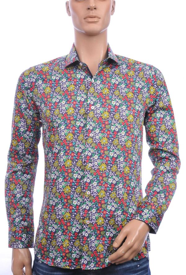 Corrino Italiaanse getailleerd slim fit allover bloemen dessin heren overhemd Multikleur