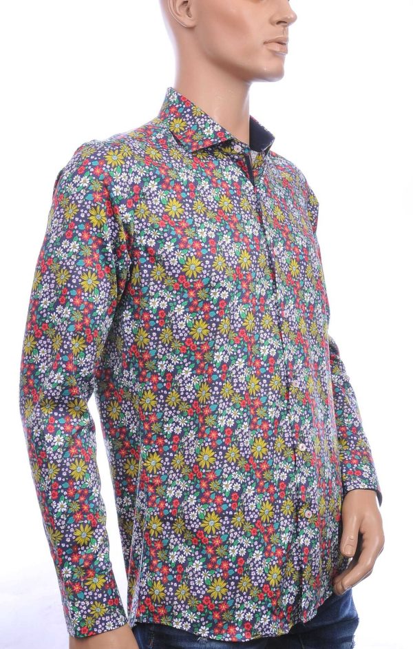 Corrino Italiaanse getailleerd slim fit allover bloemen dessin heren overhemd Multikleur