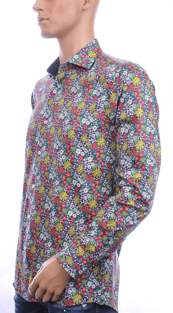 Corrino Italiaanse getailleerd slim fit allover bloemen dessin heren overhemd Multikleur